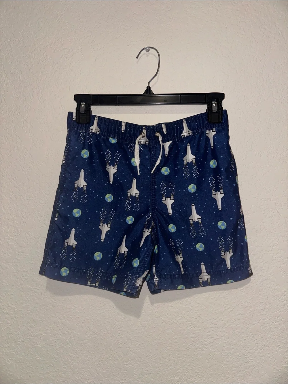 Hanna Andersson Kids Navy Space Shuttle and Earth Swim Trunks Size 120 cm 6-7